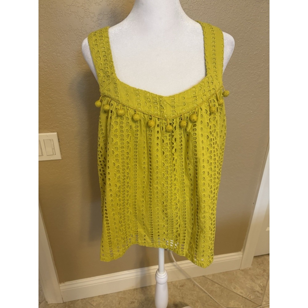 Sundance Lime‎ Yellow Sleeveless Eyelet Top, Medium